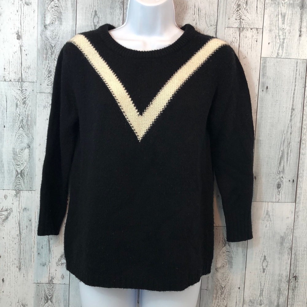 J.Crew Wool Blend Black/White Pullover Sweater Small